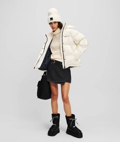 Stay warm in style with this opalescent jacket from KARL LAGERFELD JEANS, featuring a concealed zip front, rib-knit cuffs with thumb holes, and vertical pockets for essential practicality. Heel Accessories, Timeless Dress, Blouse Jeans, Jacket For Women, Sleepwear & Loungewear, Evening Clutch Bag, Thumb Holes, Summer Wardrobe, Puffer Jacket