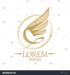 the logo for a hair salon or beauty studio with golden feathers and swirls on white background