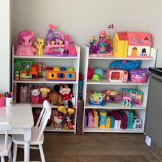 the children's playroom is filled with toys