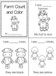 the farm and color worksheet for children to learn how to use it in their own language