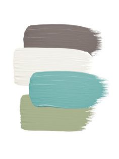 three different shades of paint on a white background, one is green and the other is brown