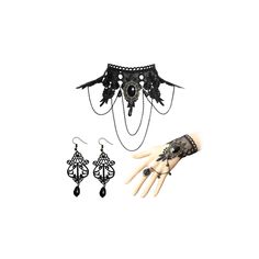 PRICES MAY VARY. GOTH ACCESSORIES: Our Halloween jewelry set includes black elegant vintage necklace, black vintage pendant earrings, black ring bracelet. They are all suitable for the upcoming Halloween. Owning our Halloween suit can add to the atmosphere of Halloween festival. WITCH COSTUME FOR WOMEN: The retro black necklace is light in weight and will not bring any burden to the neck and wrist. These accessories are made of exquisite materials and are harmless to your skin. You can wear this Shoulder Necklace Gothic, Cheap Black Costume Accessories For Festivals, Cheap Black Costume Accessories For Costume Party, Necklaces For Black Dresses, Goth Choker Storage, Witch Halloween Jewelry, Pretty Goth Accessories, Wednesday Adams Accessories, Gothic Accessories Necklaces