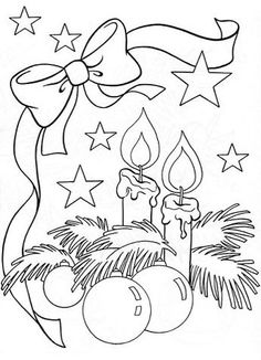 a black and white drawing of a candle with stars on it, next to a potted plant