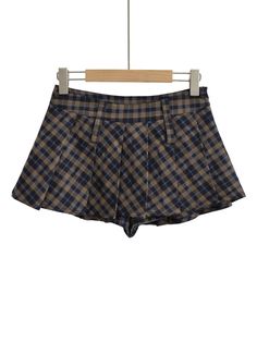 Olivia Mark - Vintage Plaid Pleated Skirt High-Waisted A-Line Skirt College Style Mini Skirt Preppy Mini Length Bottoms For Fall, Preppy Fall Skirt, Preppy High Waist Lined Skirt, Preppy Lined Skirt For Fall, Fitted Lined Skirt In Preppy Style, Preppy Pleated Short Skirt, Preppy Fitted Skirt, Preppy Fitted Skirted Bottoms, Preppy Short-length Bottoms For Fall