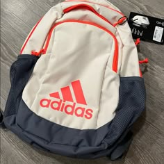 Adidas Backpack Neon Pink/Beige. Brand New, Still Have The Tag. Adidas Backpack Aesthetic, Adidas Bookbag, Backpack Lifestyle, Adidas Bag Backpacks, Adidas Bag, Mochila Nike, Stylish School Bags, Adidas Backpack, Aesthetic Backpack