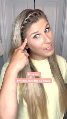 Quick Front Braid, Faux Front Braid, Twisted Hair Headband, Braided Hair Headband Styles, How To Front Braid Your Own Hair, Braid At Front Of Hair, Around The Head Braid, How To Do Headband Braid, Easy Front Braids To Do On Yourself