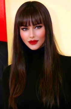 Long Straight Dark Brown Wig With Bangs Fashion Synthetic Heat Resistant Wigs US Rambut Brunette, Makijaż Smokey Eye, Long Brown Hair, Long Hair With Bangs, Long Straight Hair, Dream Hair, Gorgeous Hair, Trendy Hairstyles, Hairstyles With Bangs