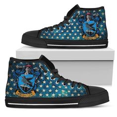 Raven Claw, High Top Vans, Mens High Tops, Soft Textiles, Custom Sneakers, Ravenclaw, High Top Shoes, Dinosaur Print, Vans Shoes