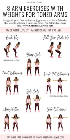 Arm Exercises With Weights, Christina Carlyle, Exercises With Weights, Arm Exercise, Arm Workout Women, Arm Exercises, Arm Workouts, Trening Fitness, Toned Arms