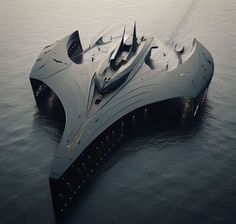 a futuristic boat floating on top of the ocean