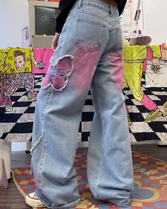 Look your best in these Y2K Pink Butterfly Jeans! Featuring buterfly print, a mid-rise fit, and wide legs, you'll be bringing the early 2000s back in style Size: • S: Waist: 64cm/ 25.2 in, Hips: 92cm/ 36.2 in, Length: 101cm/ 39.8 in• M: Waist: 68cm/ 26.8 in, Hips: 96cm/ 37.8 in, Length: 102cm/ 40.2 in• L: Waist: 72cm/ 28.3 in, Hips: 100cm/ 39.4 in, Length: 103cm/ 40.6 in• XL: Waist: 76cm/ 29.9 in, Hips: 104cm/ 40.9 in, Length: 104cm/ 40.9 inMaterial: Denim Aesthetic Clothes 90s, 90s Fashion Ideas, Vintage Clothing Aesthetic, Vintage Aesthetic Clothes, Aesthetic Clothes Y2k, Catrine Demew, Butterfly Jeans, Indie Aesthetic Outfits, Cowboy Pants