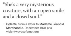 a quote from the book she's a very mysterious creature, with an open smile and a closed soul