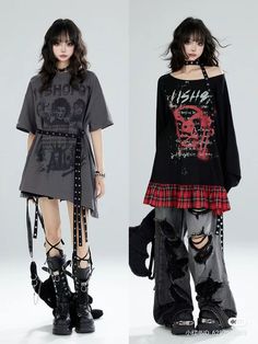 90s Punk Outfits, Fem Clothes, Lila Party, Y2k Punk, Alt Fashion, Really Cute Outfits