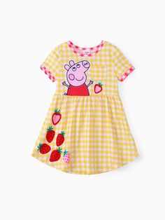 * Soft and comfy
* Include: 1* Dress
* Material: 95% polyester, 5% spandex
* Imported
* Officially Licensed Hasbro Peppa Pig Merchandise Toddler Girl Summer, Pattern Dress, Matching Family Outfits, Summer Fruit, Family Outfits, Peppa Pig, Dress Material, Toddler Dress, Girl Dress