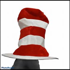 New Dr. Seuss Top Hat Adult Size Casual White Christmas Hat, Wacky Hats, Dr Seuss, Top Hat, Accessories Hats, Red White, Red And White, Mens Accessories, Man Shop