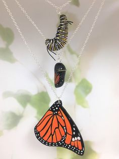 Kia ora! I ship from beautiful little Nu Tireni/New Zealand, please take the shipping times into account before purchasing. I do recommend using the tracked shipping option as your parcel has a way to fly! Thanks for stopping by - Lisa xx  The monarch butterfly - one of the most recognisable butterflies world wide. This beautiful monarch butterfly life cycle set is all made by hand. The butterfly is shaped from wood, then painted and the chrysalides are sculpted from clay and painted. This necklace is customisable, you can swap out the chrysalis for any of the others I have listed. The chain lengths can also be lengthened or shortened to suit you taste. Check my other listings for variations of this beautiful necklace! ----------------------------------------------------------------------- Clay Necklace Ideas, Monarch Butterfly Life Cycle, Masc Cottagecore, Butterfly Life Cycle, The Monarch, Clay Jewellery, Personalized Pendant, Clay Necklace, Pretty Jewelry