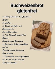 a poster with some bread on it and the words glutenfreif written in german