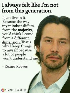 a man in a suit and tie with a quote from keanu reves