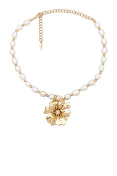 Pearl And Floral Necklace - SHOPJAUS - JAUS Wearing Jewelry, Floral Accessories, Extreme Heat, Fresh Water Pearl, Floral Necklace, Flower Charm, Cleaning Products, Long Life, Gold Tone Metal