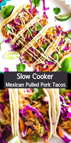 slow cooker mexican pulled pork tacos on a plate