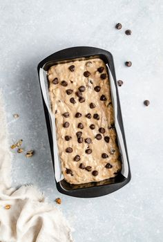 a pan filled with oatmeal and chocolate chips