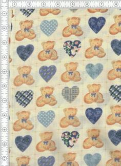 a teddy bear and hearts pattern on a white background