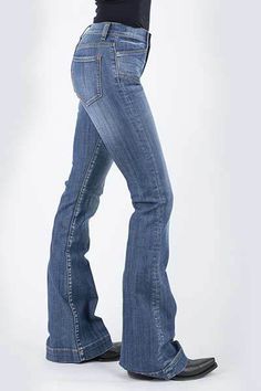 Stetson Women 921 High Rise Jean w/ Wide Pockets - Breeches.com High Waist Flare Jeans, Western Jeans, Slim Waist, High Rise Jeans, Rivets, High Jeans, Sanding, Fit & Flare, Bell Bottoms