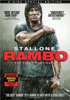 a movie poster for the film rambo with a man holding his arm out in the rain