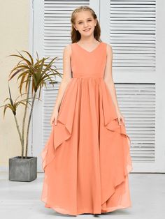 This Fantastic Chiffon Junior Bridesmaid Dress is designed with elegant chiffon fabric, which ensures it is lightweight and comfortable for young wearers. It is also made to be wrinkle-resistant, making it a great option for extended wear occasions like weddings or formal events. Orange Orchid, White Wisteria, Junior Bridesmaid Dress, Junior Bridesmaid Dresses, Junior Bridesmaid, Dress Purchase, Pink Candy, Chiffon Fabric, Pink Brown