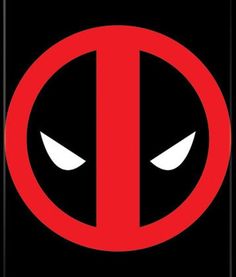 the deadpool logo is shown in red and black, with eyes drawn on it