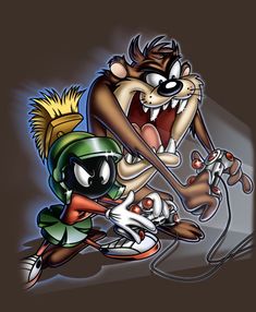 an image of two cartoon characters playing video games on the nintendo game console, one is attacking another character