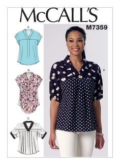 a women's blouse and top sewing pattern from the misses book, featuring an image of