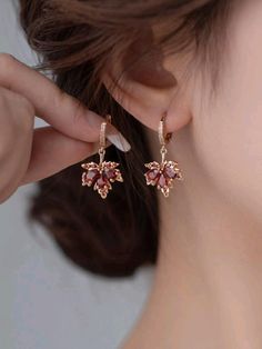 Ethereal Jewelry, Fancy Jewelry Necklace, Flower Drop Earrings, Luxury Earrings, Rhinestone Flower, Party Earrings, Gold Earrings Designs