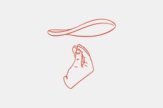 a drawing of a person's hand reaching up to the sky with a long red string