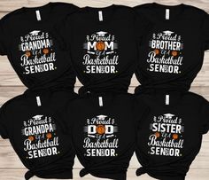 four shirts that say i'm a proud grandma and basketball senior on the front