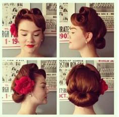 Gorgeous Vintage Bangs, Retro Updo, 40s Hairstyles, Pin Up Vintage