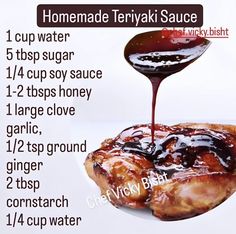 the recipe for homemade teriyaki sauce is shown