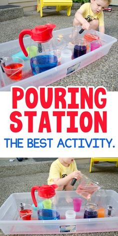 the best activity for toddlers is pouring station