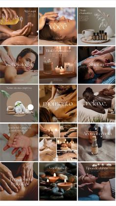 massagista, spa, quiropraxia, acupunturista, acupuntura, massagem, clínica, estética, massoterapeuta, instagram, pack, instagram, feed, personalizado, estilo, canva, link, postagens prontas, posts, editável, profissional, design, designer, massagem, tântrica, relaxamento, relax, reflexologia, tensão, aromaterapia, dores, velas, óleo essencial, paz, tranquilidade, feed pronto, post, venda. Spa Instagram Feed Ideas, Spa Images Relaxing, Massage Instagram Ideas, Massage Instagram Feed, Massage Instagram Posts, Spa Content Ideas, Massage Post Ideas, Spa Instagram Post Ideas