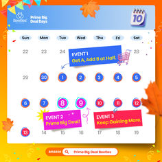 a screen shot of an event calendar with autumn leaves on the left and right sides