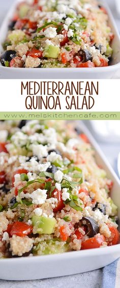 this mediterranean quinoa salad is loaded with vegetables and feta cheese