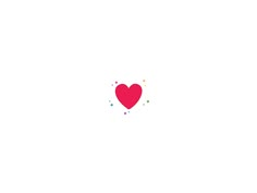 a red heart with confetti sprinkles in the center on a white background