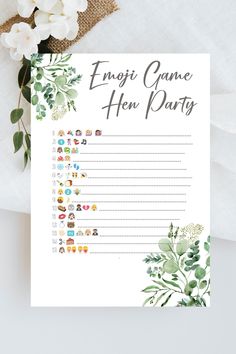 a printable game for hen party with flowers and greenery