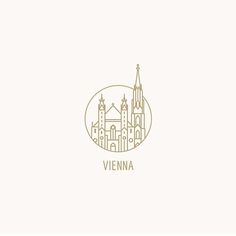 the logo for vienna cathedrals in gold and white, with an oval frame around it