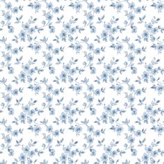 a blue and white background with small flowers