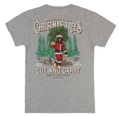 Get into the holiday spirit with a fun twist! This Simply Southern unisex short sleeve holiday tee features Bigfoot dressed as Santa, carrying a freshly cut Christmas tree through the mountains. With the playful slogan "Mountain Fresh Christmas Trees, Cut and Carry," this shirt adds a dash of humor to your festive wardrobe. Perfect for Christmas tree shopping, cozy fireside moments, or casual holiday outings. Made from soft, comfortable fabric, it’s great for layering or wearing on its own durin Bigfoot Christmas, Southern Christmas, Southern Outfits, Fresh Christmas Trees, Festival Shirts, Festive Design, Holiday Wardrobe, Simply Southern, Unisex Shorts