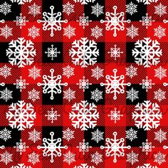 snowflakes on red and black plaid fabric