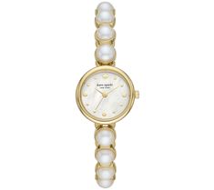 This upscale watch is the perfect blend of elegance and functionality, featuring a goldtone stainless steel bracelet adorned with faux pearls and a white Mother-of-Pearl dial. Whether you're dressing up for a special occasion or adding a touch of sophistication to your everyday look, this watch will elevate any outfit. From Kate Spade. Kate Spade Pearl Watch, Pearl Watch, Mirror Man, Kate Spade Watch, Pendant Watches, Watches Jewelry, Ankle Bracelets, Stylish Jewelry, Jewelry Inspo