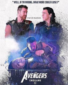 the avengers endgame movie poster with two men in armor and one is holding another man