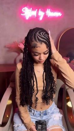 Lemonade Goddess Braids Curly, Braided Hairstyles With Added Hair, Fulani Braids Boho Hairstyles, Lemonade Goddess Braids, Fulani Box Braids Hairstyles, Lemonade Boho Braids Hairstyles, Boho Lemonade Fulani Braids, Trending Fulani Braids, Trending Hairstyles Braids